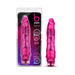 Pink realistic textured vibrator with multi-speed vibration, shown in and out of clear retail packaging.