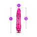 Pink translucent vibrator with realistic design, 9 inches long and 1.5 inches wide, featuring multi-speed vibration settings.