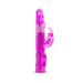 Purple B Yours Beginner's Bunny vibrator with rotating beads and clitoral stimulator on white background.