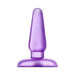 Medium-sized purple tapered anal plug with a wide base for safe and comfortable use.