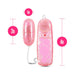 Pink glitter mini bullet vibrator with wired remote control, measuring 2 inches by 1 inch and 4 inches in length.