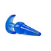Blue large tapered anal plug with ergonomic flared base, made from smooth body-safe material.