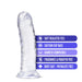 Clear B Yours Plus Roar 'n' Ride dildo with suction cup base and soft, realistic texture shown with key features.