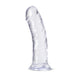 Clear, realistic 8-inch dildo with suction cup base from B Yours Plus Roar 'n' Ride collection for versatile hands-free use.
