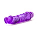 Purple translucent flexible vibrator with textured shaft and twist dial base on white background