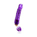 Purple translucent flexible vibrator with removable battery cap shown against white background.