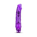Purple flexible vibrator with textured shaft and curved head, featuring a twist dial base for adjustable vibrations.