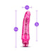 Pink translucent vibrator with realistic texture, measuring 8.75 inches long and 1.75 inches wide with 7.5 inches insertable length.