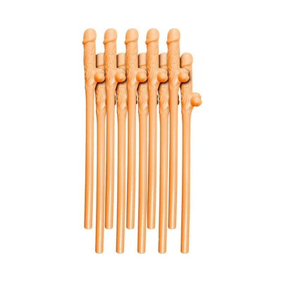 Pack of 10 brown novelty straws with playful adult-themed design for bachelorette party favors.