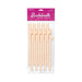 Pack of 10 beige novelty drinking straws with playful bachelorette party design in clear packaging with pink label.