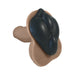 Black double-bump silicone stimulation cushion attached to a tan flat dildo base for comfort and support.
