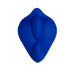Midnight blue silicone BumpHer sleeve with dual raised bumps for enhanced pleasure during harness play.