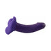 Purple silicone BumpHer sleeve with double-bump design for enhanced strap-on comfort and stimulation.