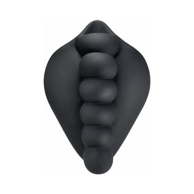 Black silicone Honeybunch grind pad with contoured rounded nubs and wide base for versatile intimate use.