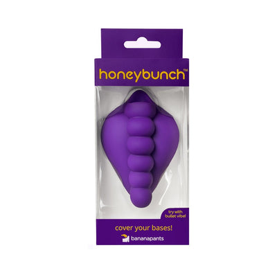 Purple Honeybunch silicone grind by Banana Pants in clear packaging with yellow branding and textured design visible.