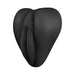 Black silicone Lippi cushion with plump lips and a slit, designed for base stimulation and compatible with bullet vibes.