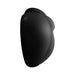 Black silicone cushion with contoured curves designed for base stimulation and support with strap-on harnesses.