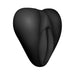 Black silicone Lippi cushion with textured lips and slit for stimulation and dildo base support.