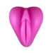 Hot pink silicone Lippi stimulator with plump lips and a cavity for bullet vibe or finger use.