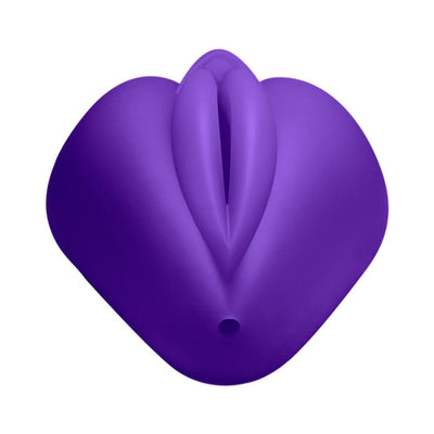 Purple silicone Lippi stimulator cushion with a soft, contoured design and cavity for bullet vibe insertion.