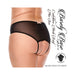 Barely Bare Crotchless Mesh Brief With Vibrating Finger Ring Black Queen Size - SexToy.com
