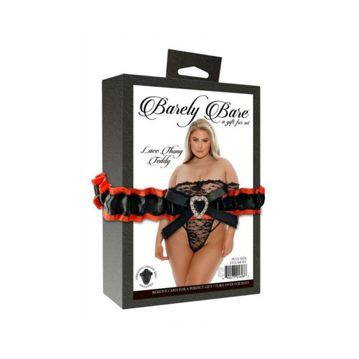 Barely Bare Lace Thong Teddy Plus Size Black | SexToy.com