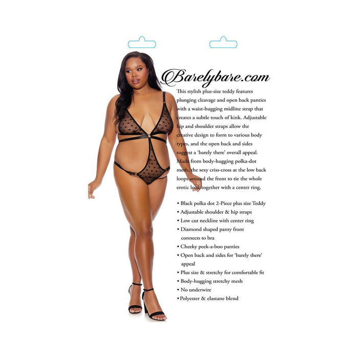 Barely Bare Strappy Bikini Teddy With Vibrating Finger Ring Black Queen Size - SexToy.com