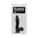 Basix Rubber Works 6.5 inch black dildo with suction cup in clear retail packaging.