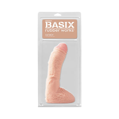 Basix 10 Fat Boy Flesh realistic textured adult toy in clear retail packaging with beige label.