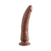 Realistic textured brown silicone dong with suction cup base, 7 inches long, designed for secure hands-free use.