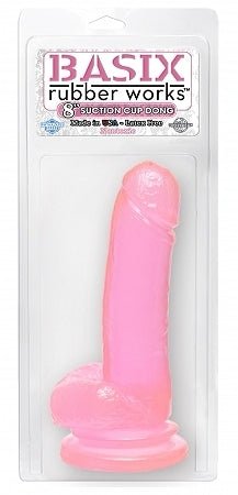 Basix Rubber Works 8 inches Pink Suction Cup Dong | SexToy.com