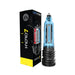 Clear Bathmate Hydro 7 hydropump with black base next to its black and yellow packaging box.
