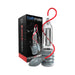 Clear Bathmate HydroXtreme 9 hydropump with red handball pump and black product box on white background.