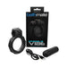 Bathmate Maximus Vibe 45 black vibrating ring with USB charging cable and packaging box on white background.