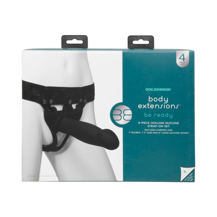 Be Ready Body Extensions Hollow Strap-on 4-piece Set Black - SexToy.com