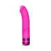 Fuchsia curved G-spot vibrator with smooth silicone texture and twist control base.