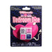 Packaging of Bedroom Dice game featuring four dice with romantic and playful actions and accessories suggestions.