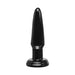 Black beginner's tapered butt plug with wide base made from smooth, body-safe jelly material.