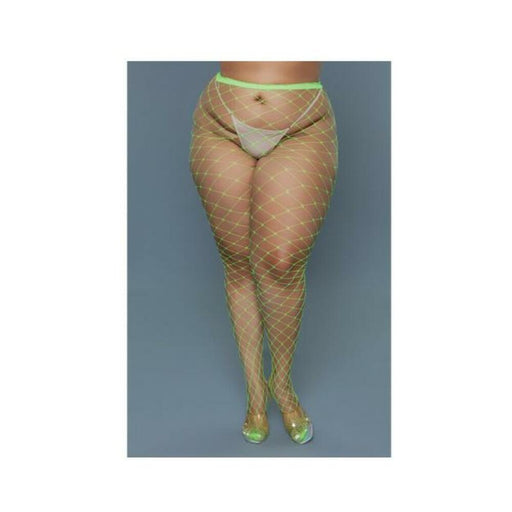 Bewicked Oversized Fishnet Pantyhose Neon Green Queen Size - SexToy.com