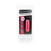 Compact pink waterproof bullet vibrator with three LR44 batteries in clear retail packaging