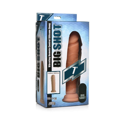 Packaging box of Big Shot 7-inch vibrating silicone dildo with remote control and realistic design.