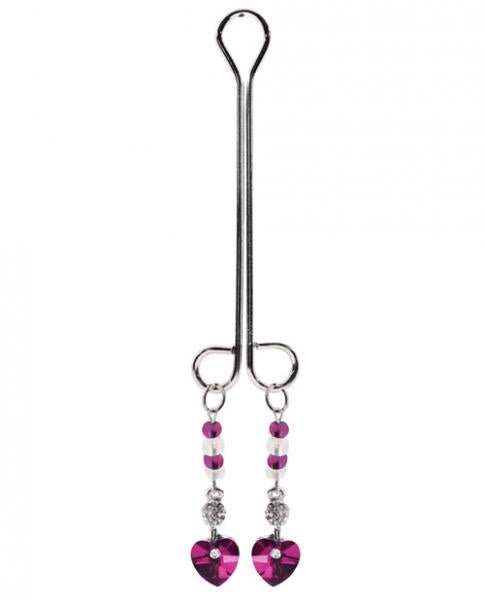 Bijoux Cli Clamp Double Loop with Heart Charm & Fuchsia Beads | SexToy.com
