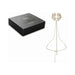 Gold metallic adjustable collar with delicate chain design and black elegant packaging box.