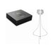 Silver metallic mesh collar with delicate chain belt displayed next to elegant black packaging box.