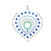 Blue, green, and clear crystal self-adhesive decorative body jewels in a symmetrical teardrop pattern