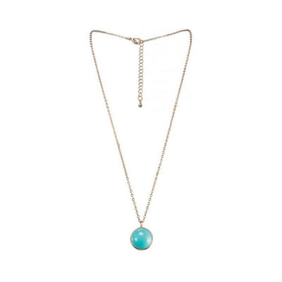 Delicate gold chain necklace with a round turquoise gemstone pendant representing the Aquarius zodiac sign.