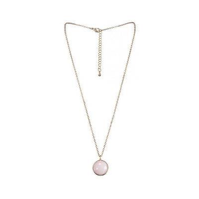 Delicate gold chain necklace with a round rose quartz pendant, part of the Taurus Zodiac Horoscope Kit by Bijoux Indiscrets.
