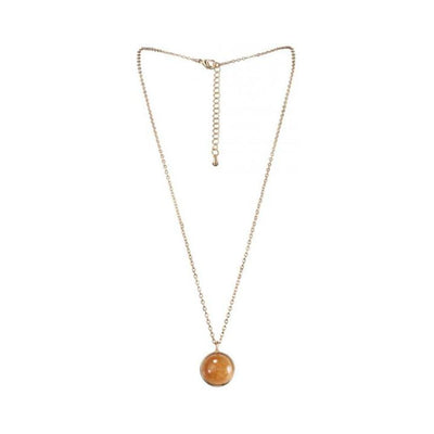 Gold chain necklace with round citrine gemstone pendant, part of Bijoux Indiscrets Virgo Horoscope Kit.