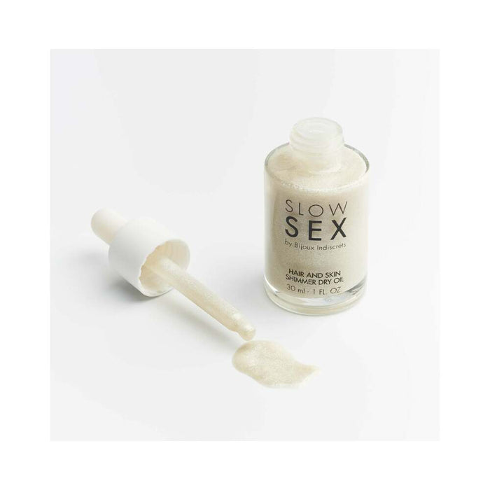 Bijoux Indiscrets Slow Sex Hair & Skin Shimmer Dry Oil 1 Oz. - SexToy.com