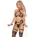 Black Label Halter Top, Crotchless Panty, Garters, And Restraints Black/rose Gold Os - SexToy.com